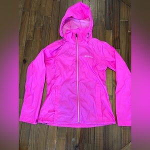 Columbia Pink Hooded rain jacket windbreaker Omni Sheild small